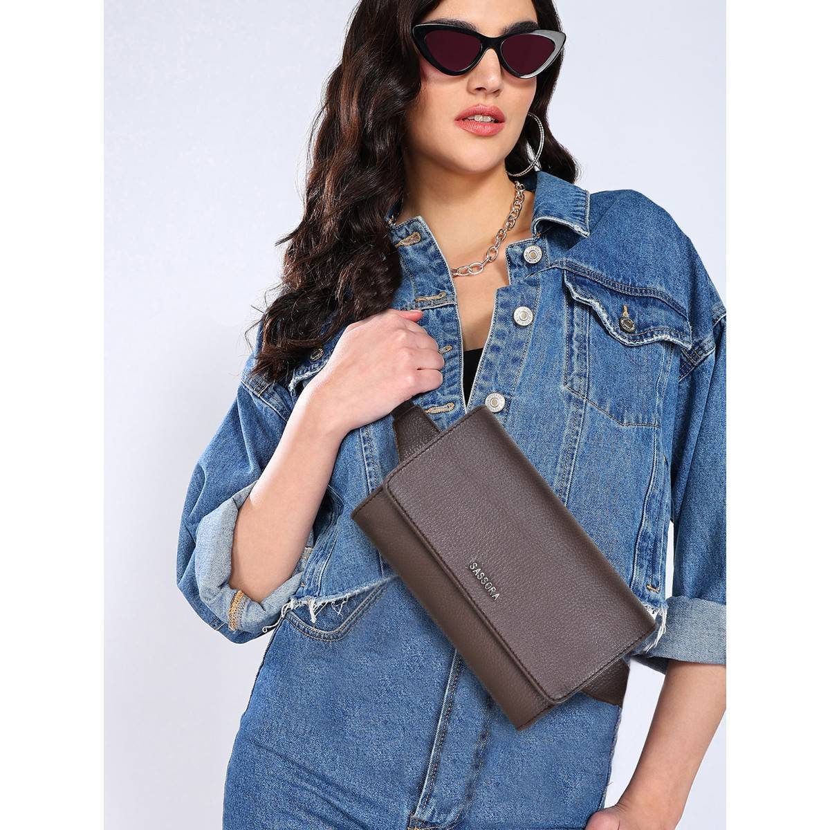 Sassora Premium Leather Stylish Trendy Women Belt Bag (M)
