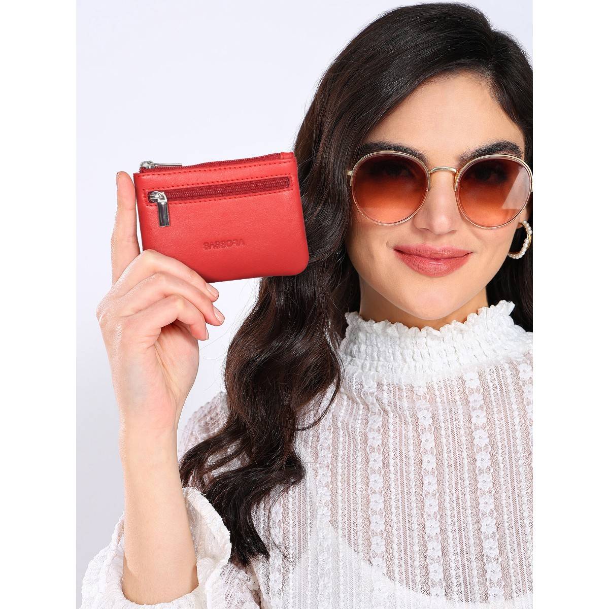 Sassora Red Premium Leather Women Key Case (S)