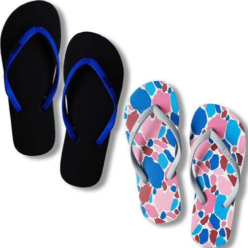 NoStrain Women Rubber Slipper Printed and Plain Flip Flops Combo (UK 5)