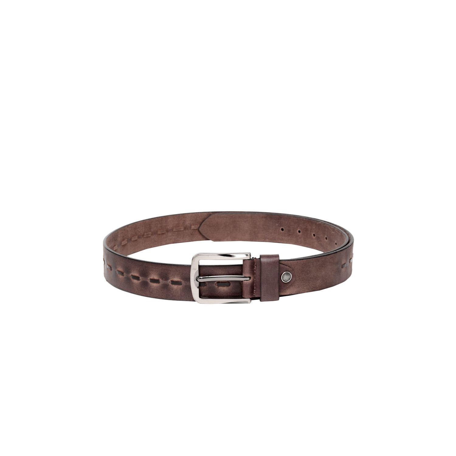 Buy Teakwood Dark Brown Patterned Genuine Leather Braided Belt online