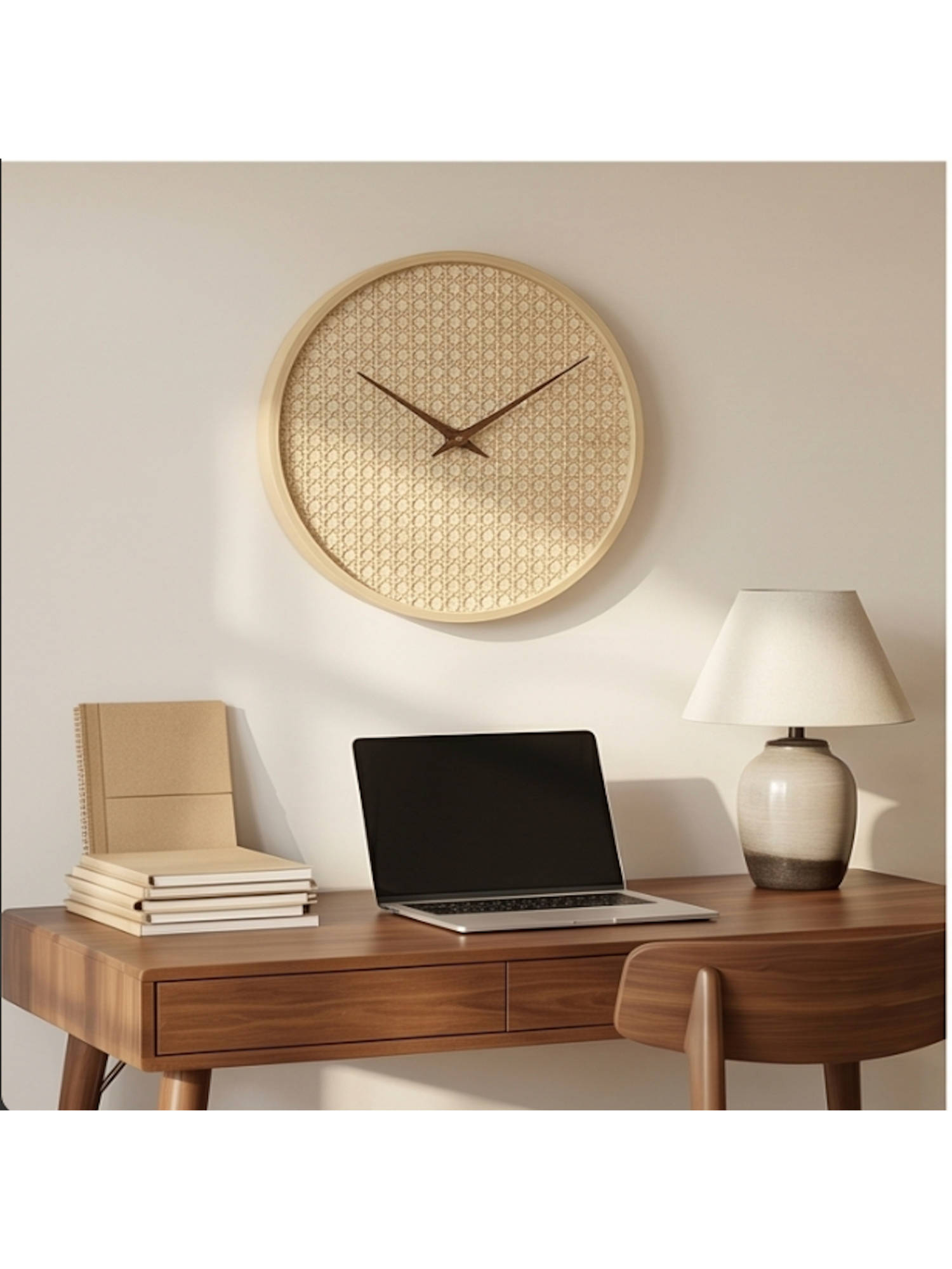 Buy The Artment Beige Handwoven Cane Halo Clock Online