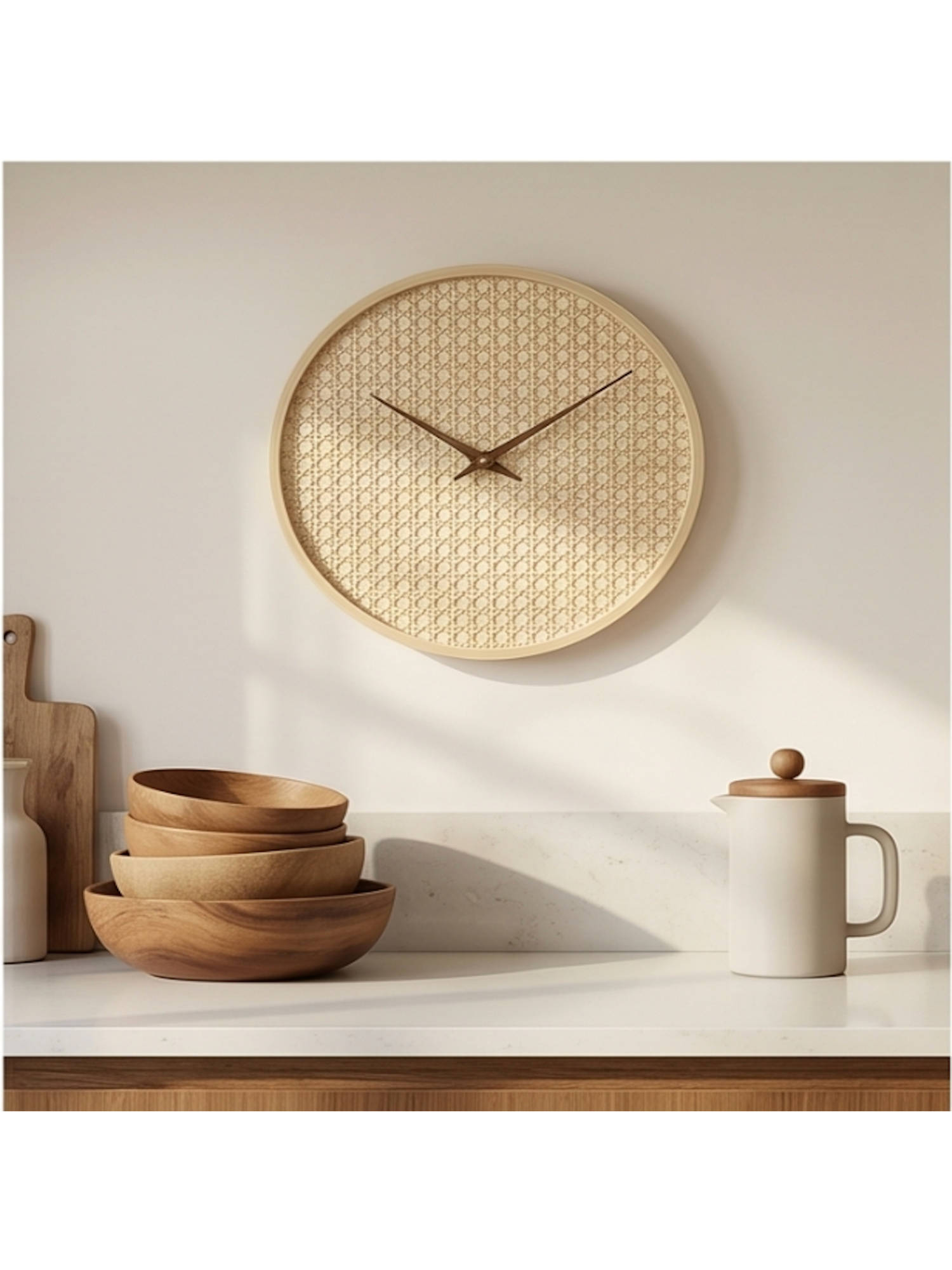 Buy The Artment Beige Handwoven Cane Halo Clock Online