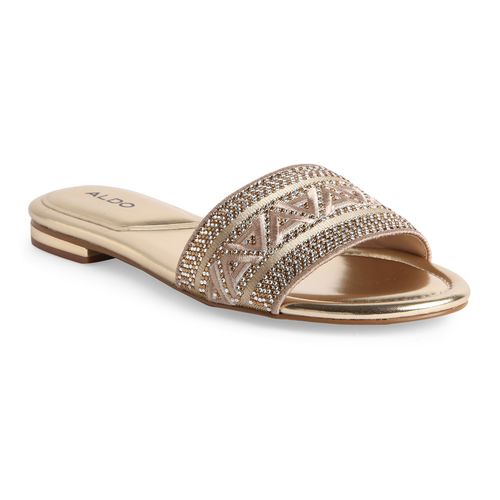 Aldo Ghalia Textile Champagne Embellished Sandals (UK 4)