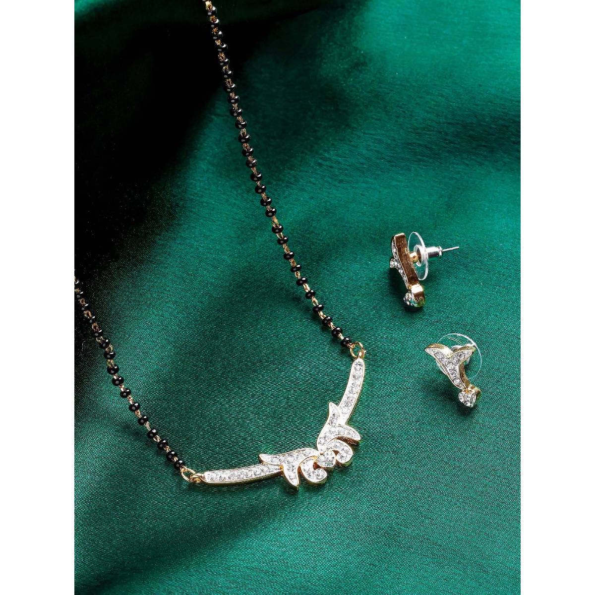 Estele Gold Plated Shimmering Mangalsutra Necklace Set for Women