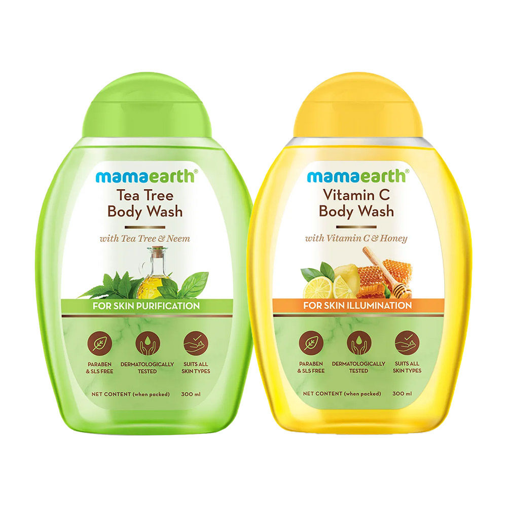 Mamaearth Tea Tree Body Wash + Vitamin C Body Wash Pack Of 2 Buy Mamaearth Tea Tree Body Wash