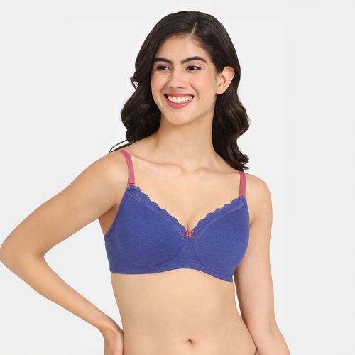 Buy Zivame Padded Non Wired 3/4th Coverage T-Shirt Bra - Blue