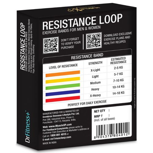 MuscleXP DrFitness+ Resistance Loop Band For Men & Women, 35-48 kg  Resistance Tube - Buy MuscleXP DrFitness+ Resistance Loop Band For Men &  Women, 35-48 kg Resistance Tube Online at Best Prices