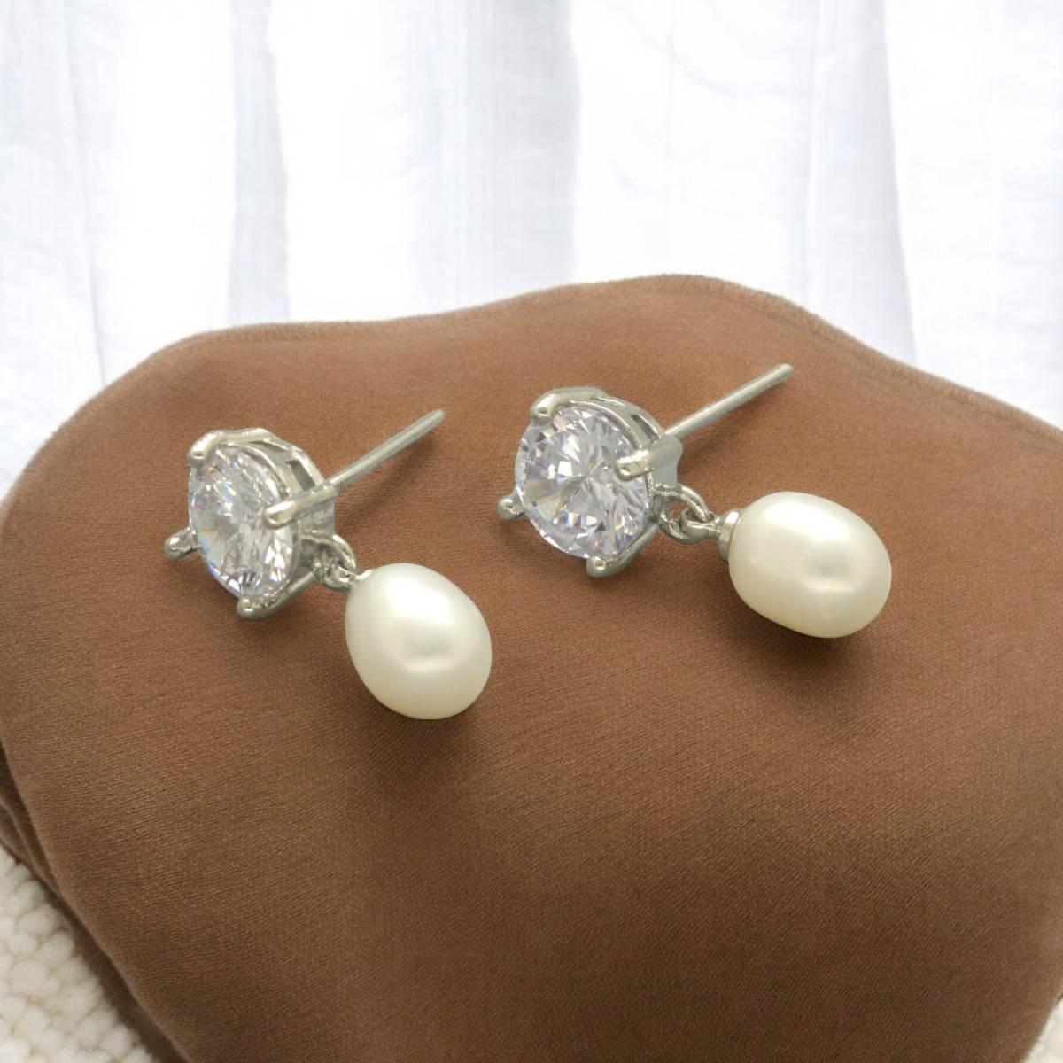 Sri Jagdamba Pearls White Ikshu Pearl Earrings