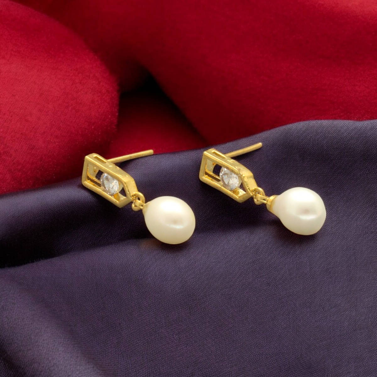 Sri Jagdamba Pearls White Vitya Pearl Earrings