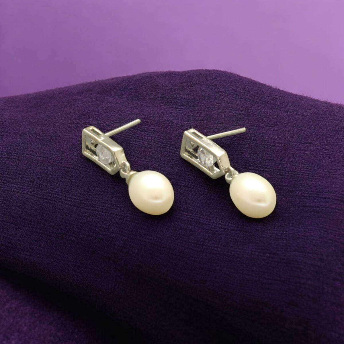 Sri Jagdamba Pearls White Mehri Pearl Earrings