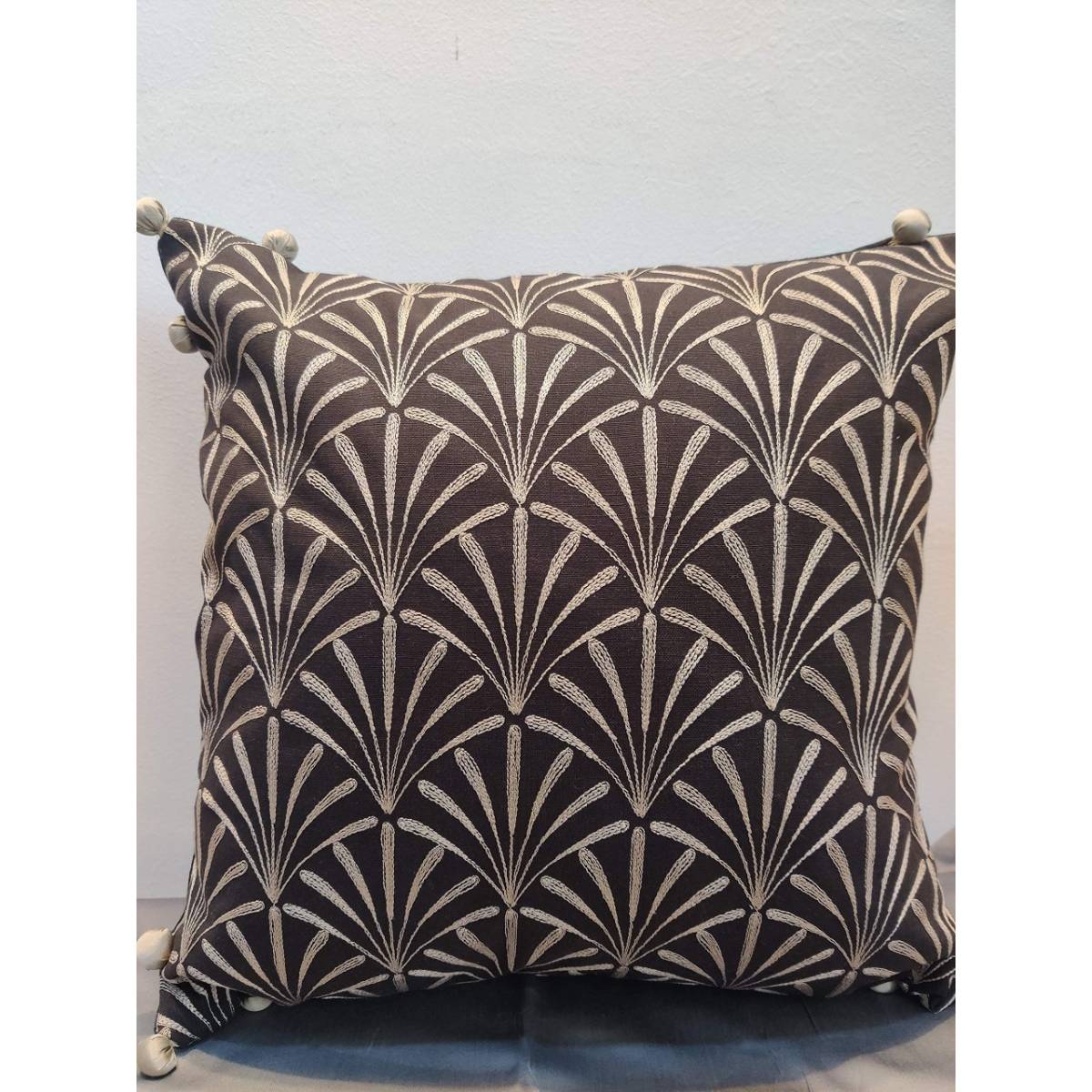 SHADES OF LIFE Cotton Decorative Cushion Covers (Brown Emb16X16)