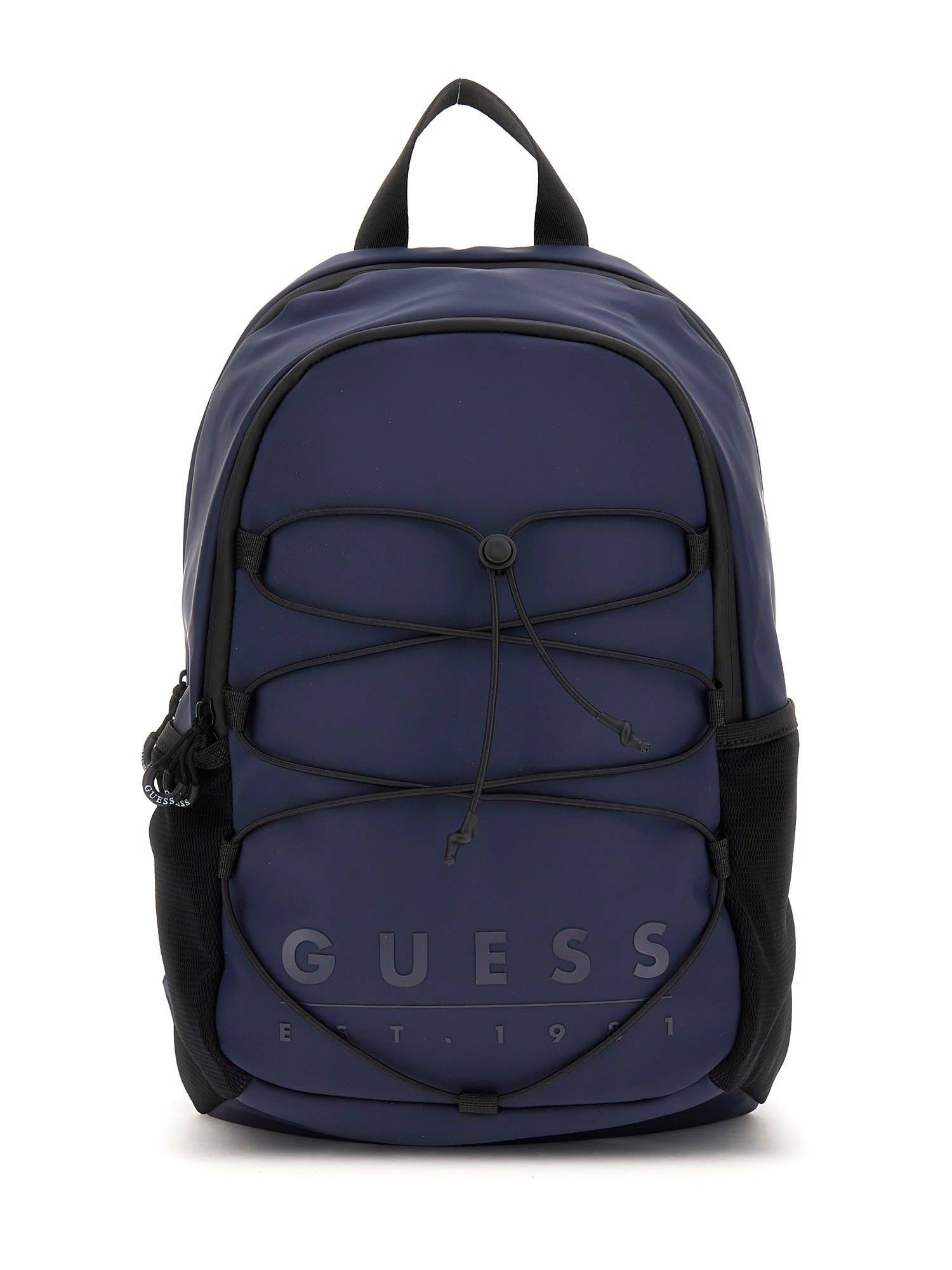 Guess Navy Blue Polyurethane Solid Men Backpack