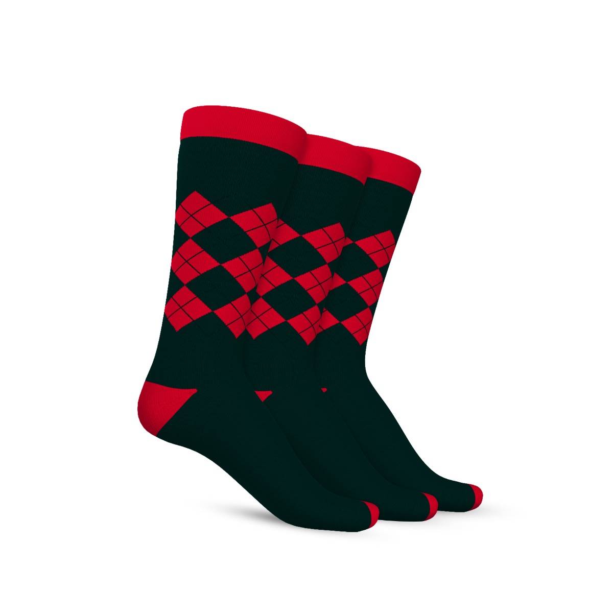 TalkingSox Multi-Color Checks Bamboo Calf Length Socks (Pack of 3)