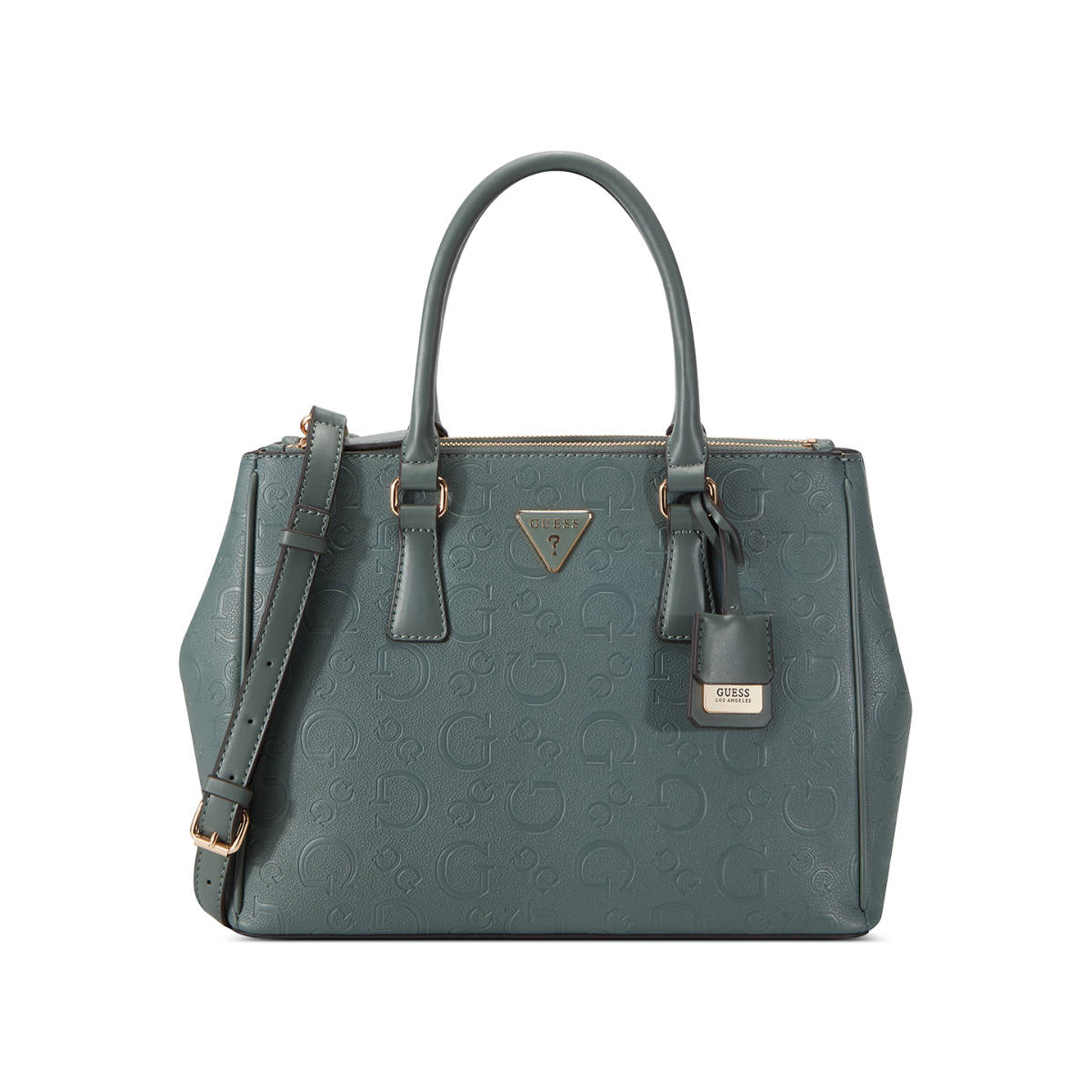 Guess Green Printed Grimball Satchel Bag with Detachable Strap