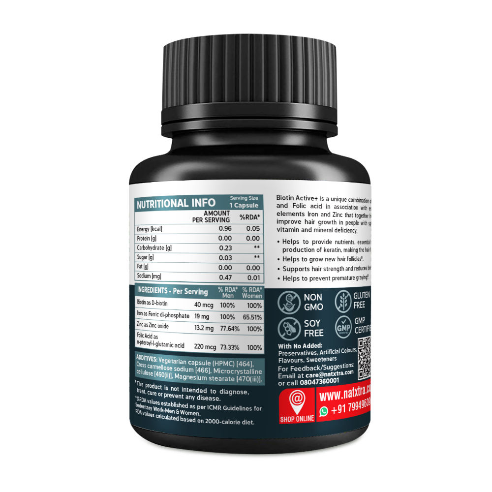 Buy NatXtra Biotin Active+ Helps to Maintain Healthy Hair & Growth ...
