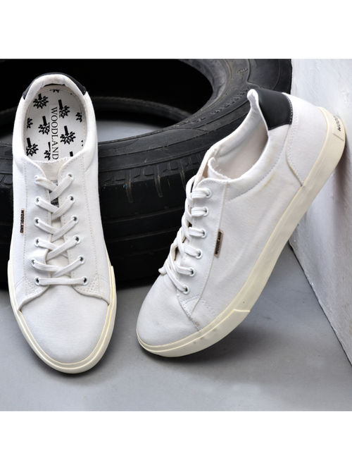 WOODLAND Mens White Canvas Shoes