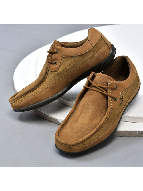 WOODLAND Mens Camel Tan Casual Boat Shoes