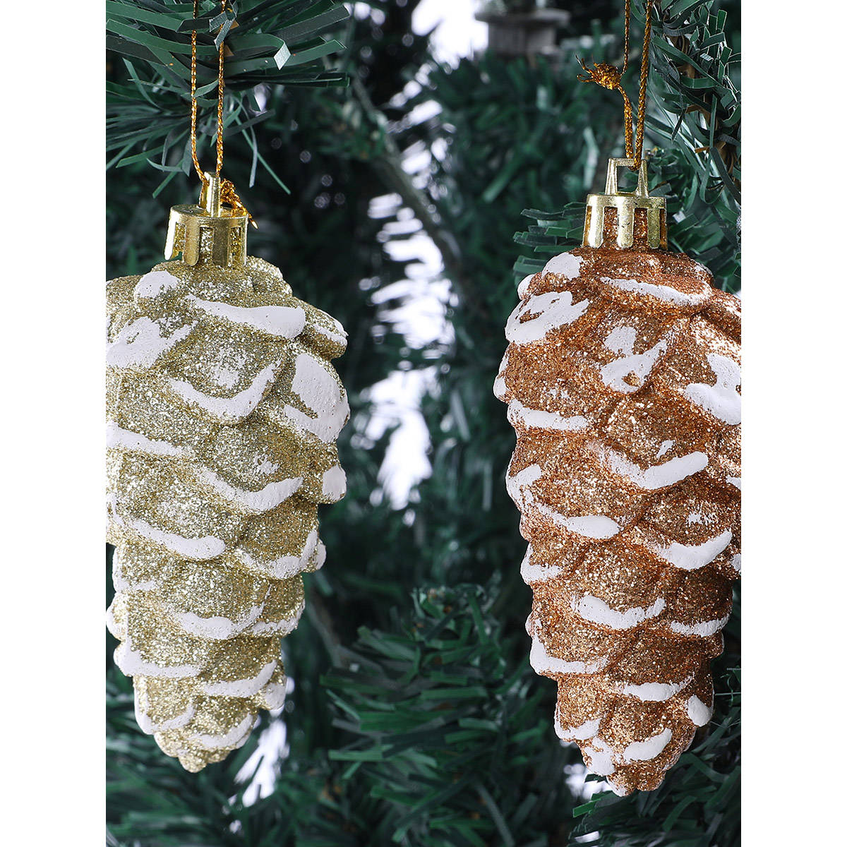 Tayhaa Set Of 2 Glitter Pinecone Ornaments