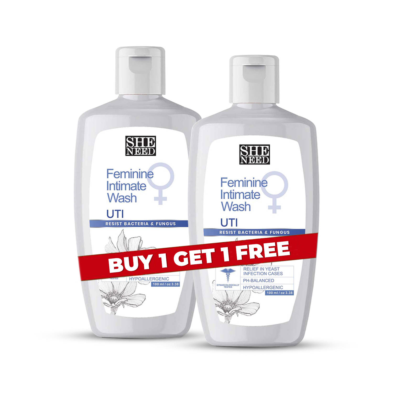 SheNeed Intimate Wash for UTI relief - Buy 1 Get 1 Free
