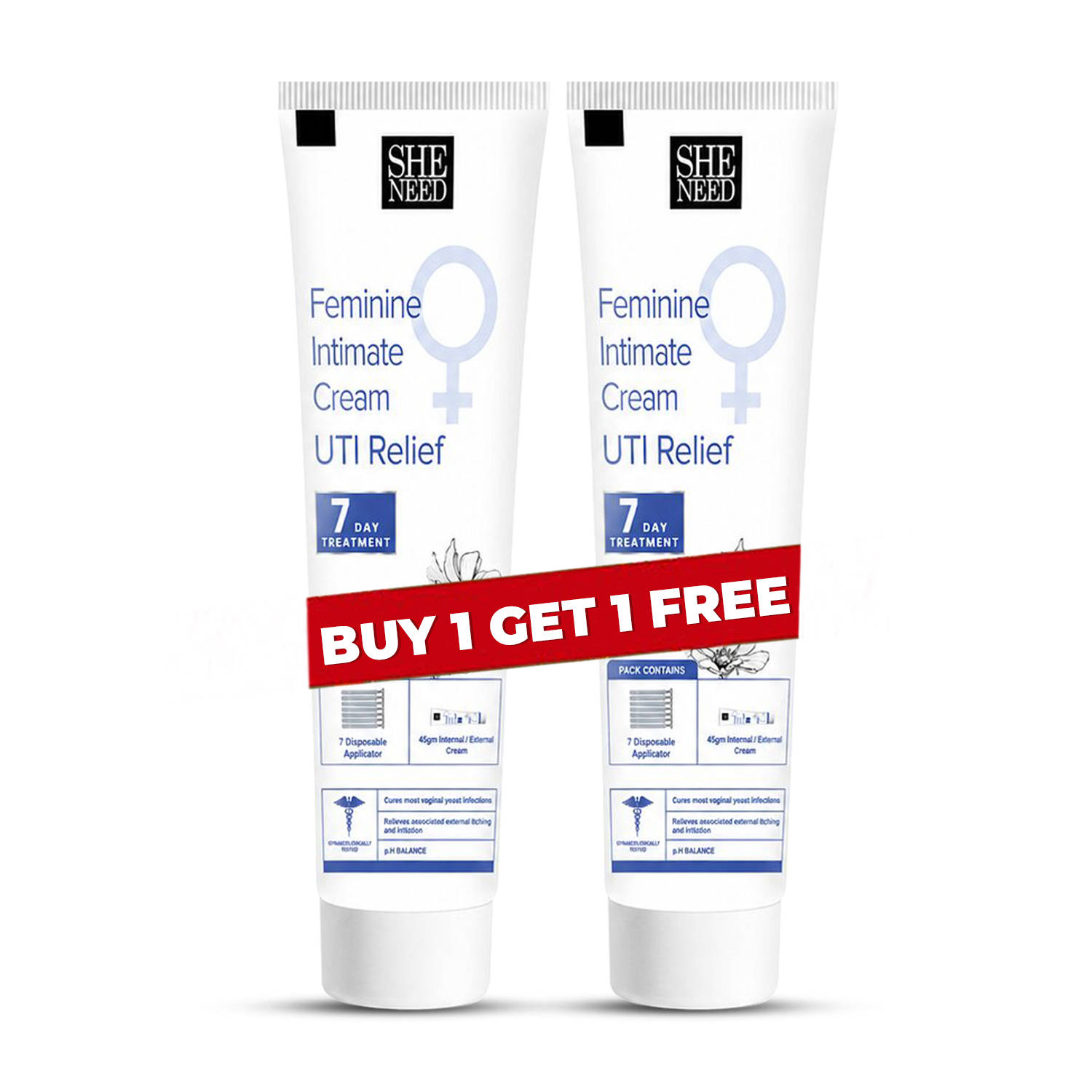 SheNeed Intimate Cream for UTI relief 7 applicator + tube - Buy 1 Get 1 Free
