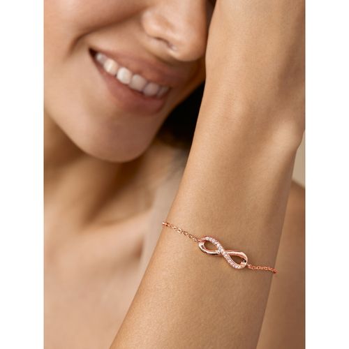 MINUTIAE Women Brass Crystals Handcrafted Rose Gold-Plated Infinity Link  Bracelet
