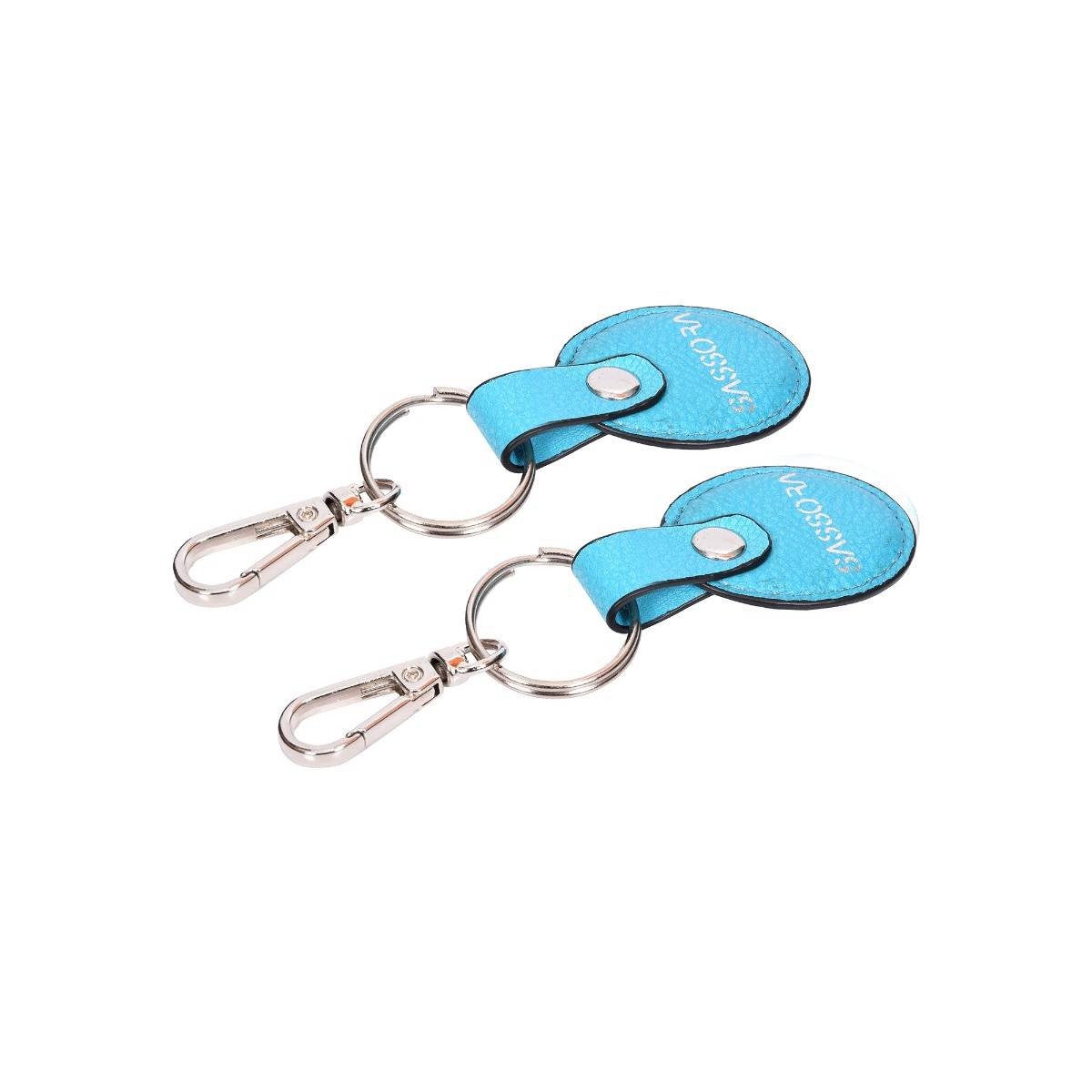 Sassora Blue Premium Leather Round Shape Key Chain Gift Set (Pack Of 2)