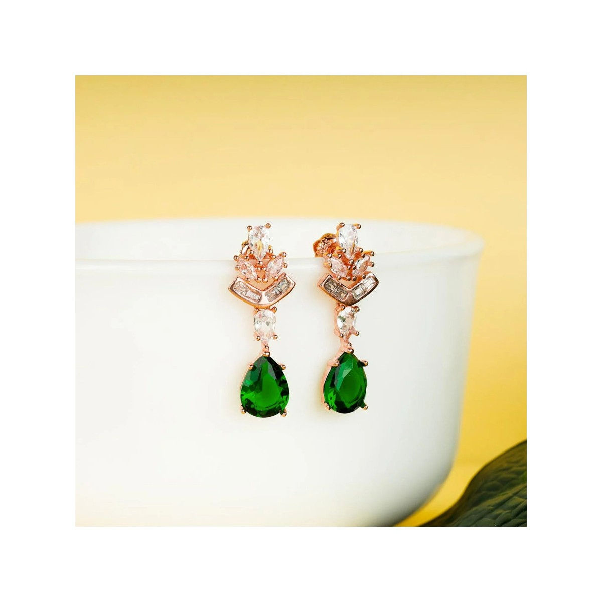Emerald  Diamond Drop Earrings  Cape Cod Jewelers