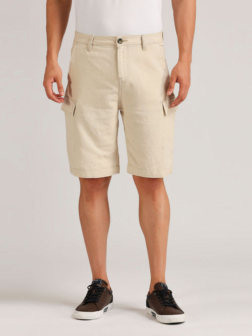 Pepe Jeans Zerot Cotton Linen Cargo Shorts Beige