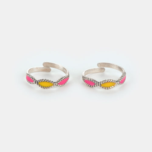 Buy Feeling Andamaina Pink Stone Oxidised Toe Rings In 925 Silver from  Shaya by CaratLane