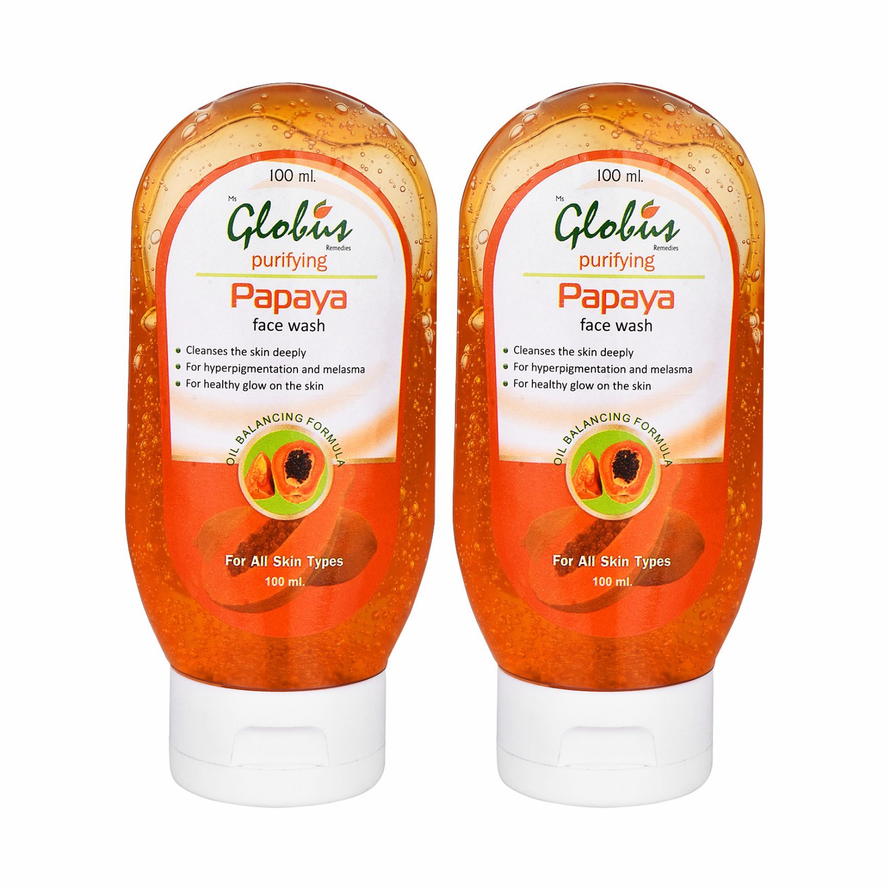 Globus Remedies Papaya Purifying Face Wash (Pack Of 2)