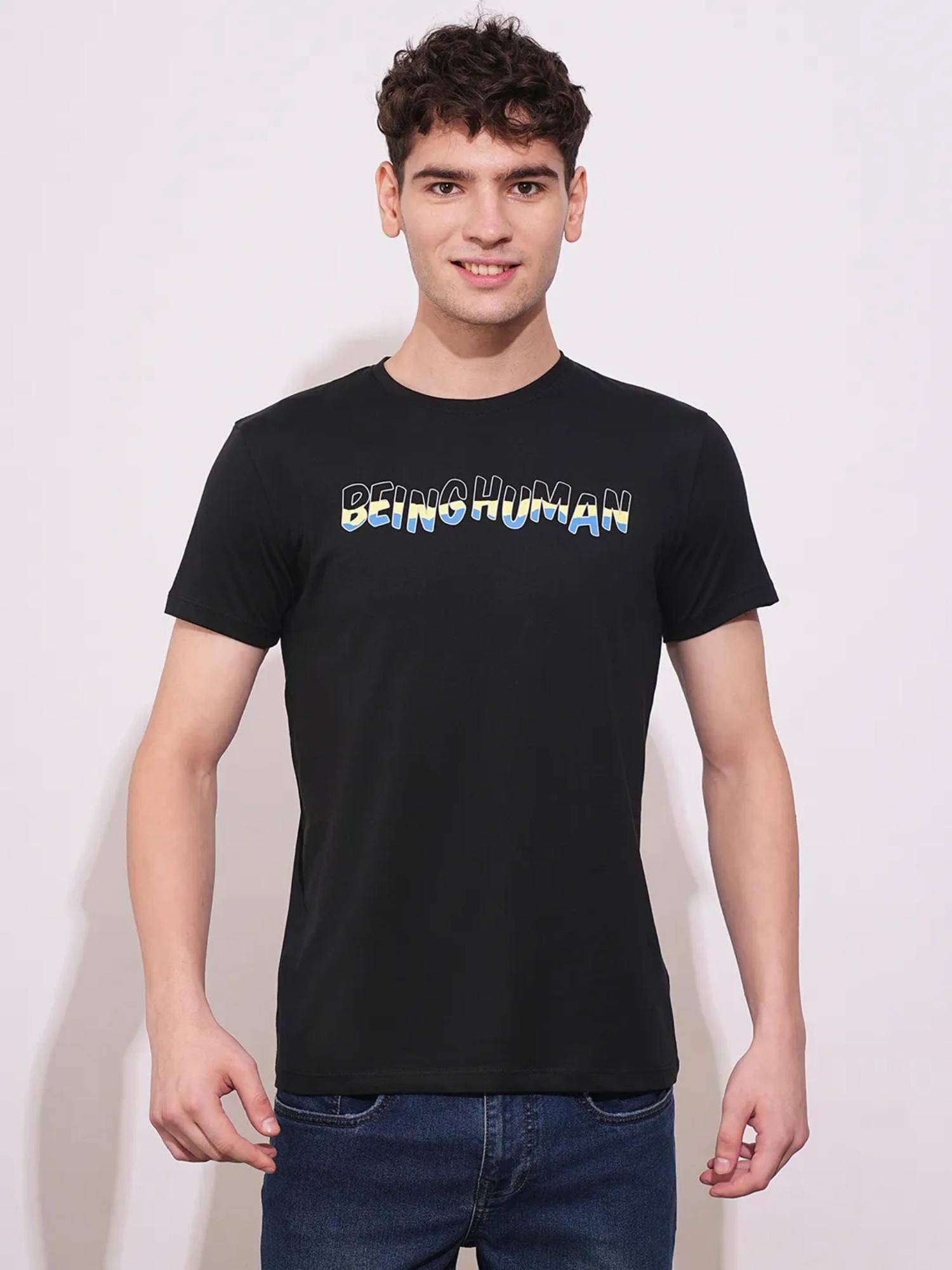 Buy Being Human Men Black Crew Neck T-Shirt Online