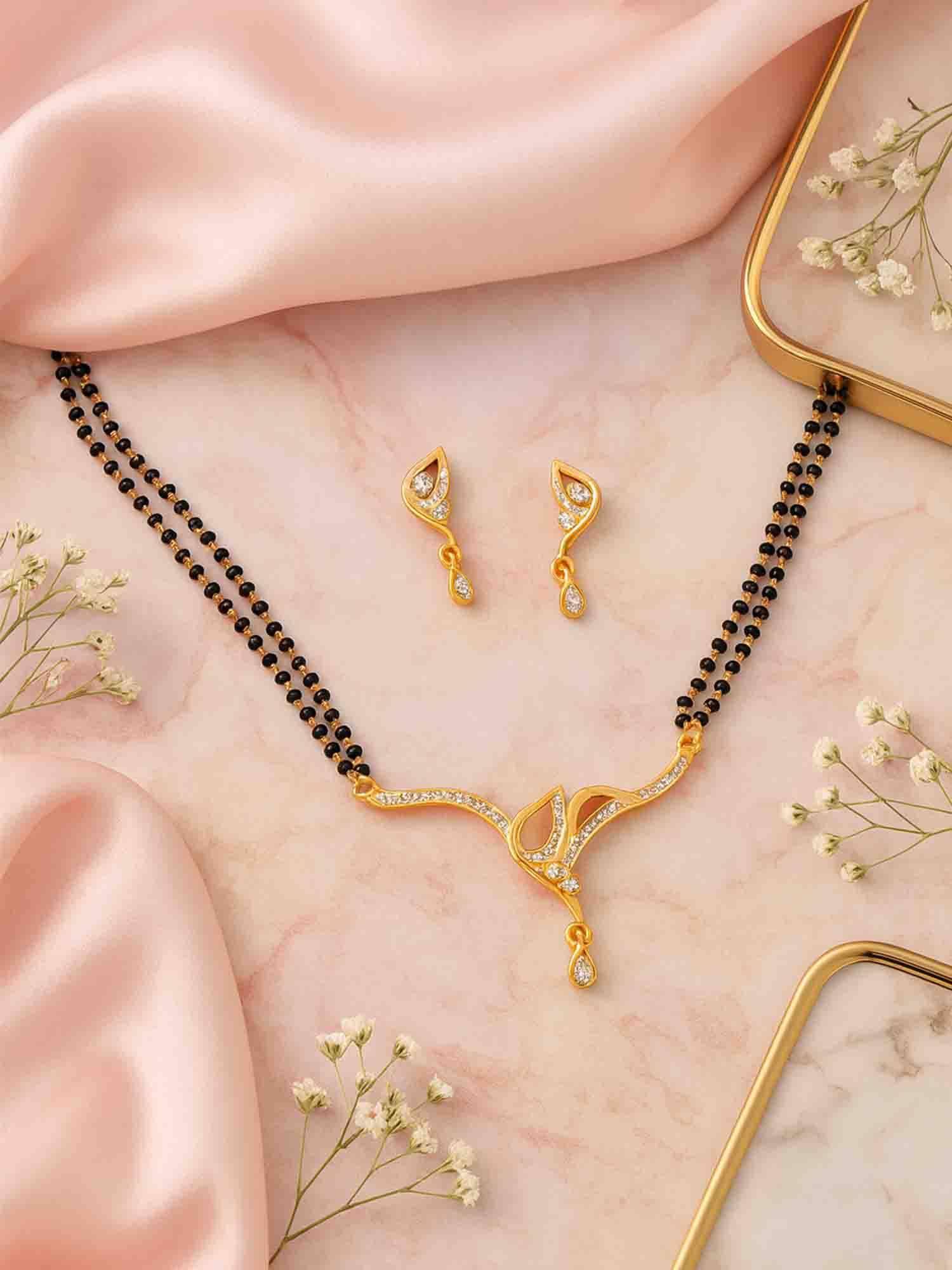 Estele Gold Plated Magnificent Designer Mangalsutra Necklace Set for Women