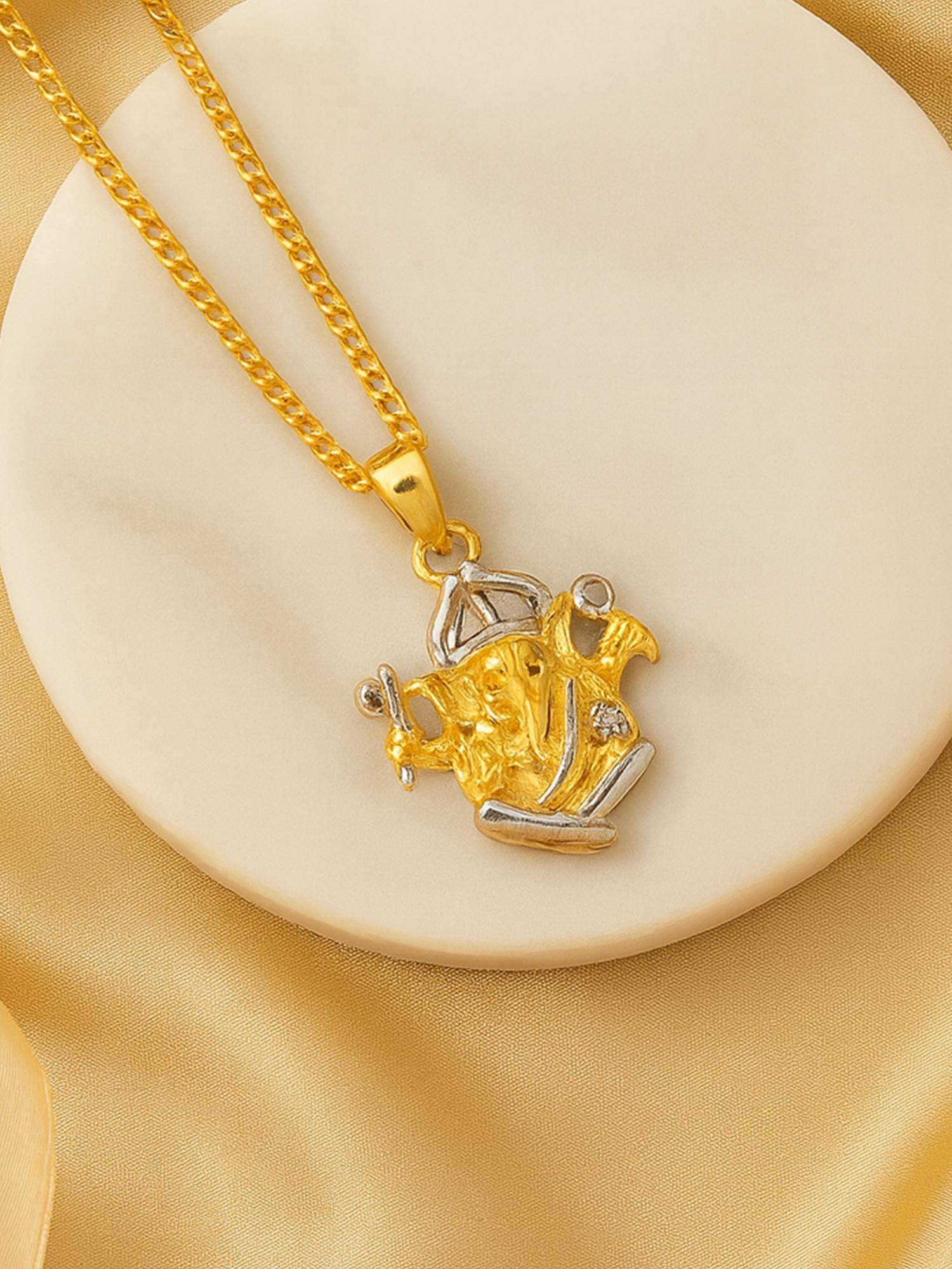 Estele Gold and Rhodium Plated Ganesh Designer Pendant for Women