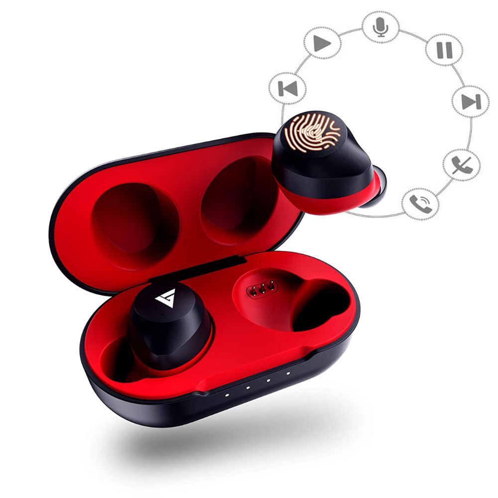 Boult Audio TruBuds True Wireless Earbuds with Touch Control & Playtime Upto 30 Hr with Case (Red)