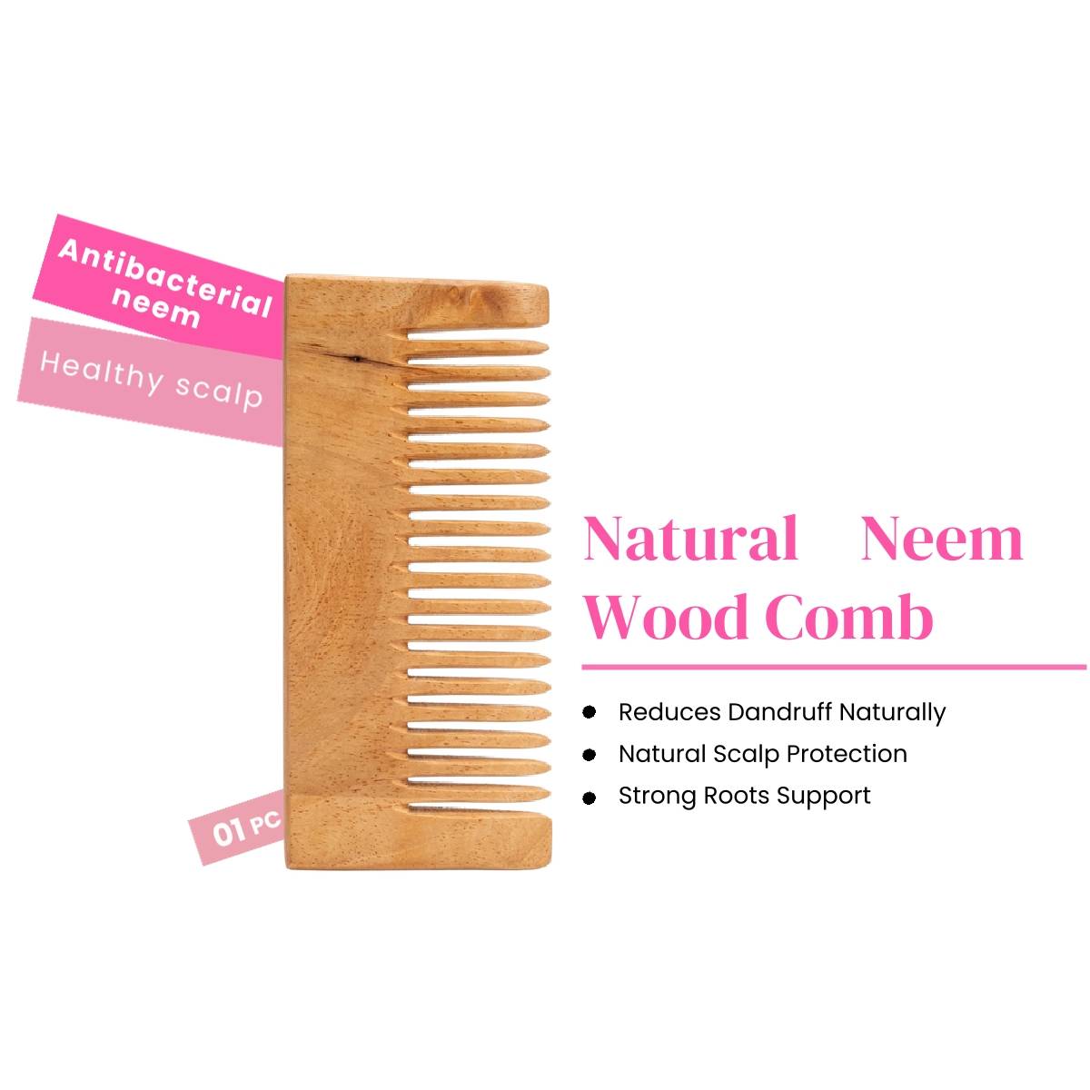 Rhe Cosmetics Kacchi Neem Handmade Wooden Comb