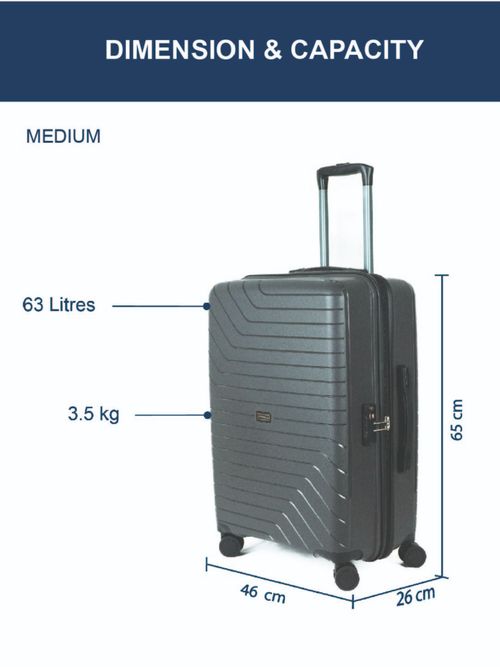 CARRIALL Groove Set of Polypropylene Grey Trolley Bags (65Cm, 75Cm) with  Wheels (L-M)