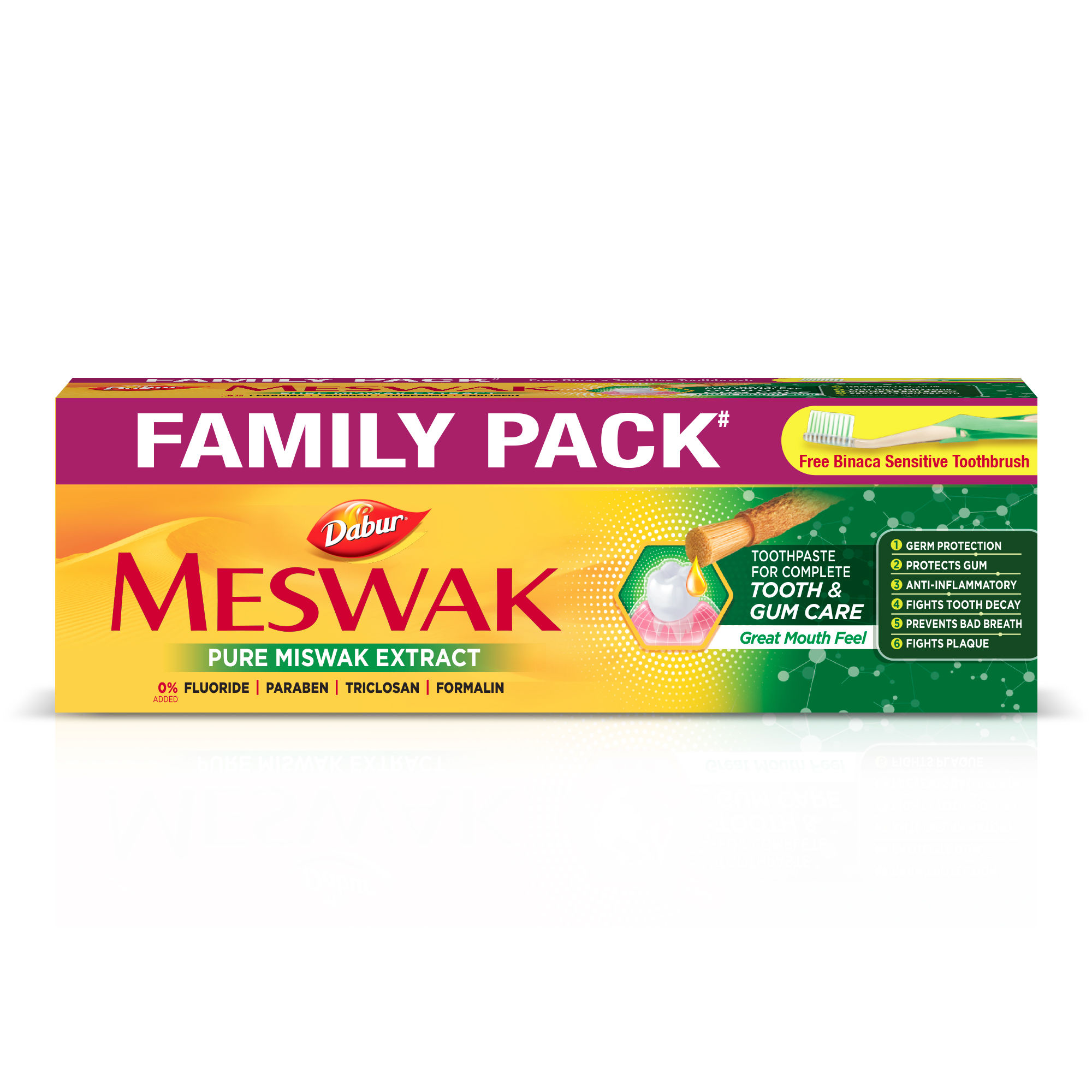 Dabur Meswak Toothpaste Family Pack With Toothbrush