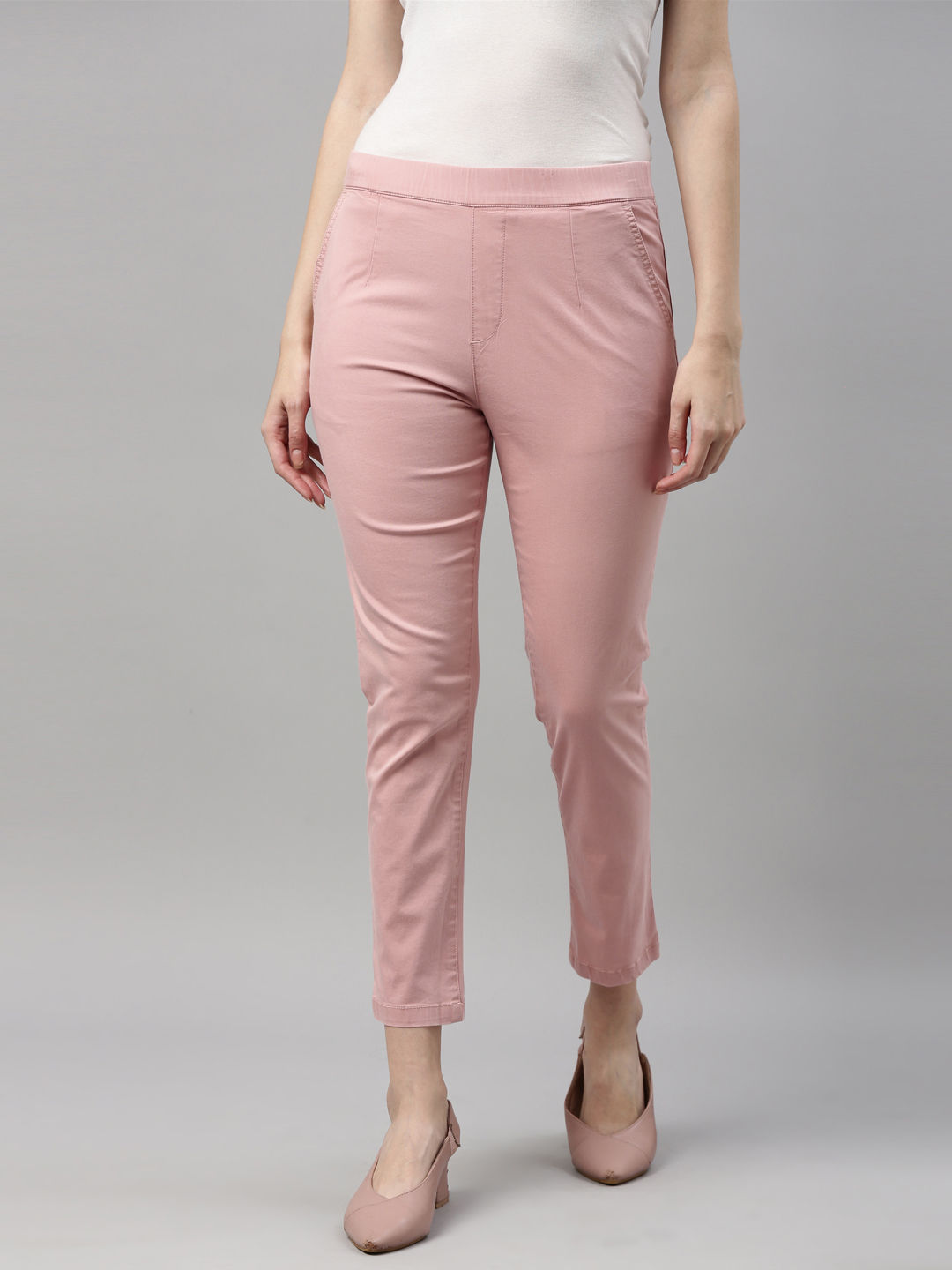 Buy online Pink Solid Cigarette Pants Trouser from bottom wear for Women by  W for 399 at 60 off  2023 Limeroadcom