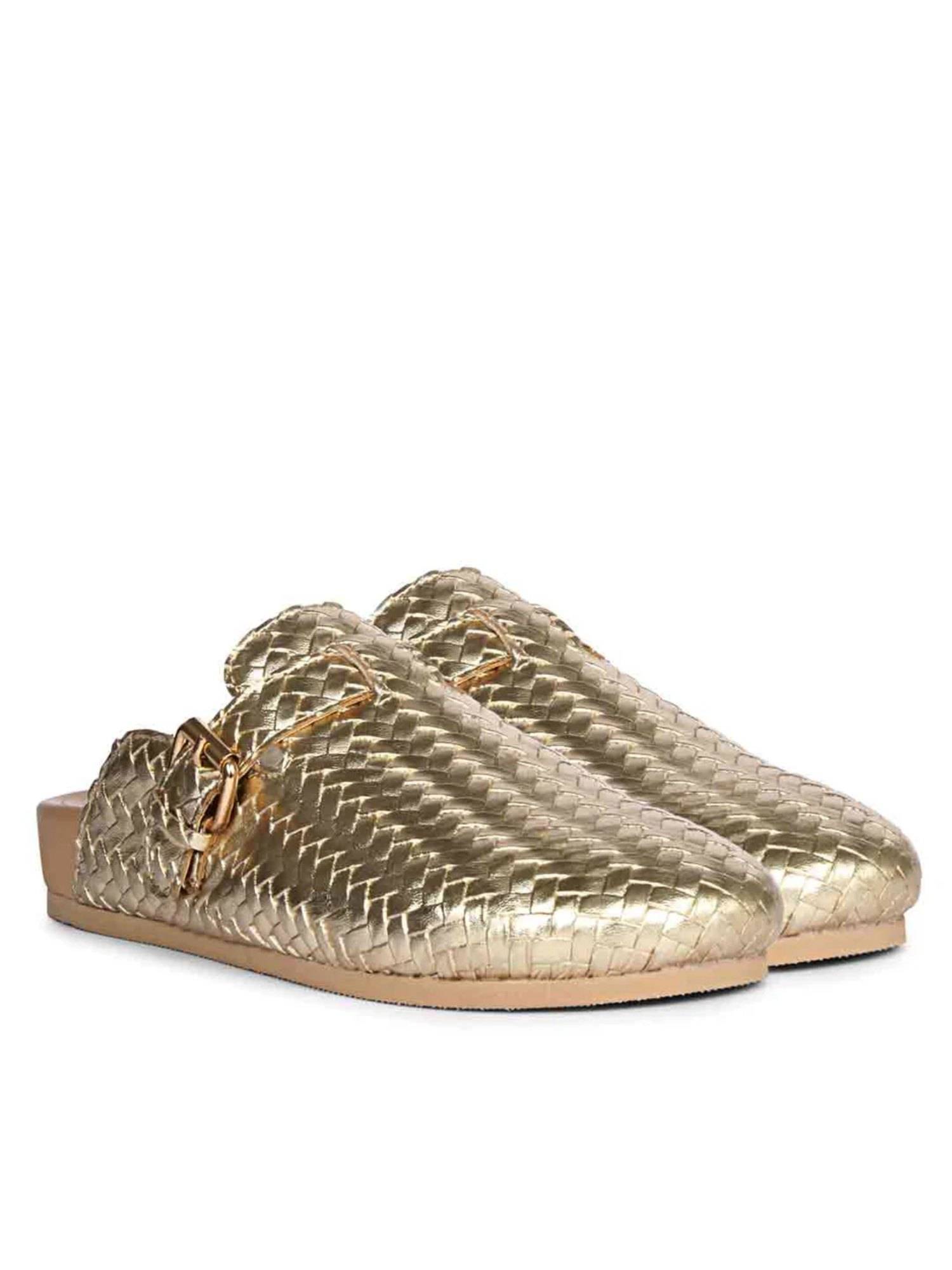 Gs Mules Buy Saint G x Viviblu Gold Woven Leather Mules Online