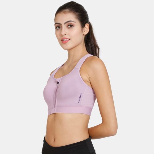 Buy Zivame Zelocity High Impact Quick Dry Front Opening Sports Bra -  Lavender Herb Online
