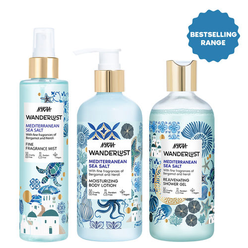 Wanderlust Mediterranean Sea Salt Shower Gel+ Body Lotion+ Fragrance Mist Combo