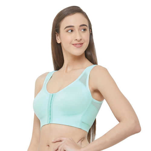 Buy SOIE Front Closure Full Coverage Non Padded Non Wired Posture  Correction Bra-Aqua online