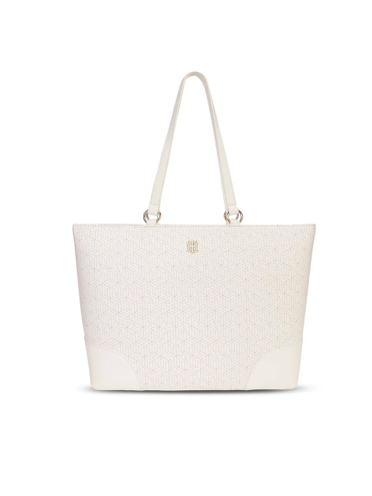 Tommy Hilfiger Printed Beige Polyurethane Shoulder Bag