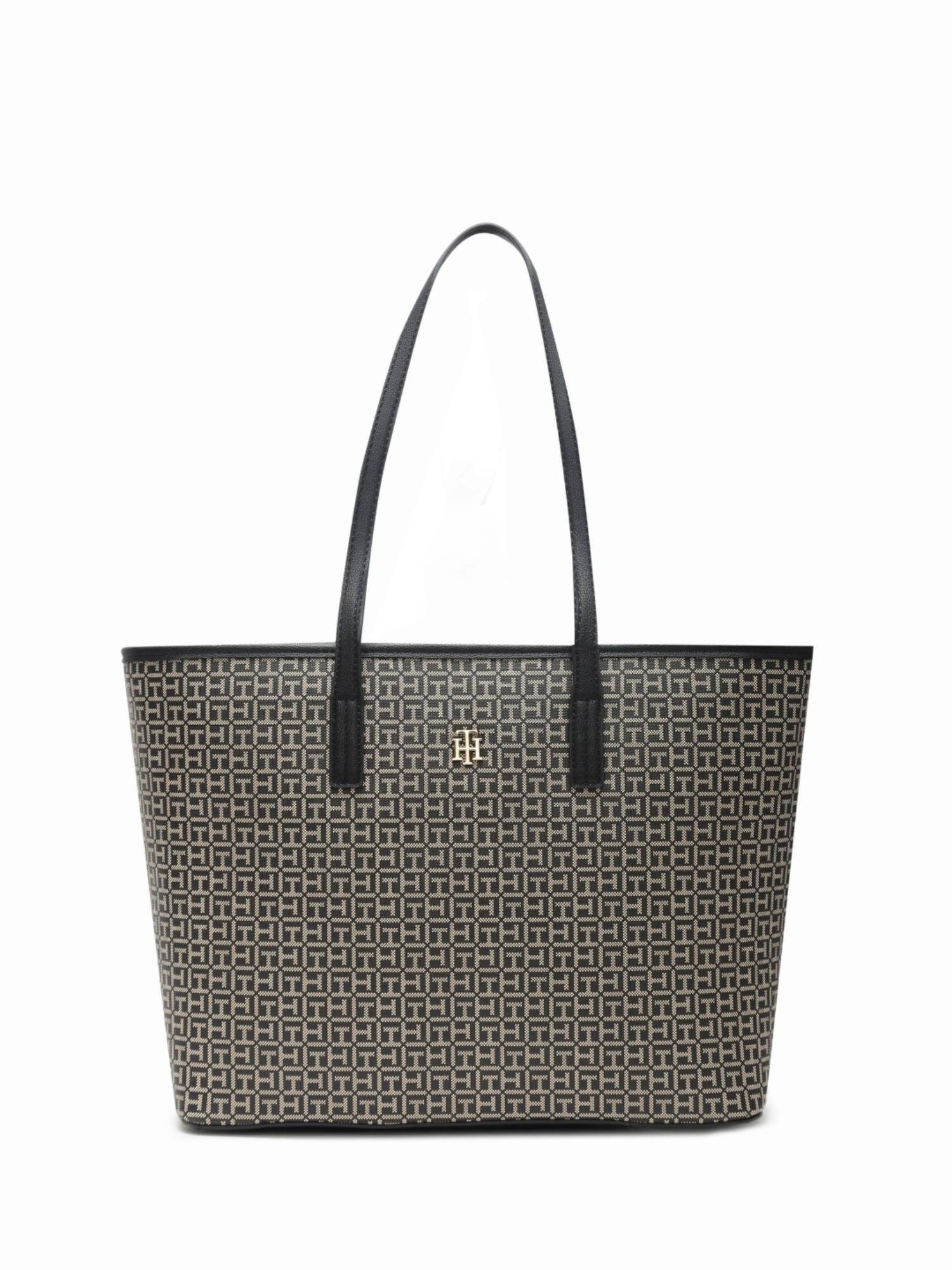 Tommy Hilfiger Logo Black Pu Shoulder Bag