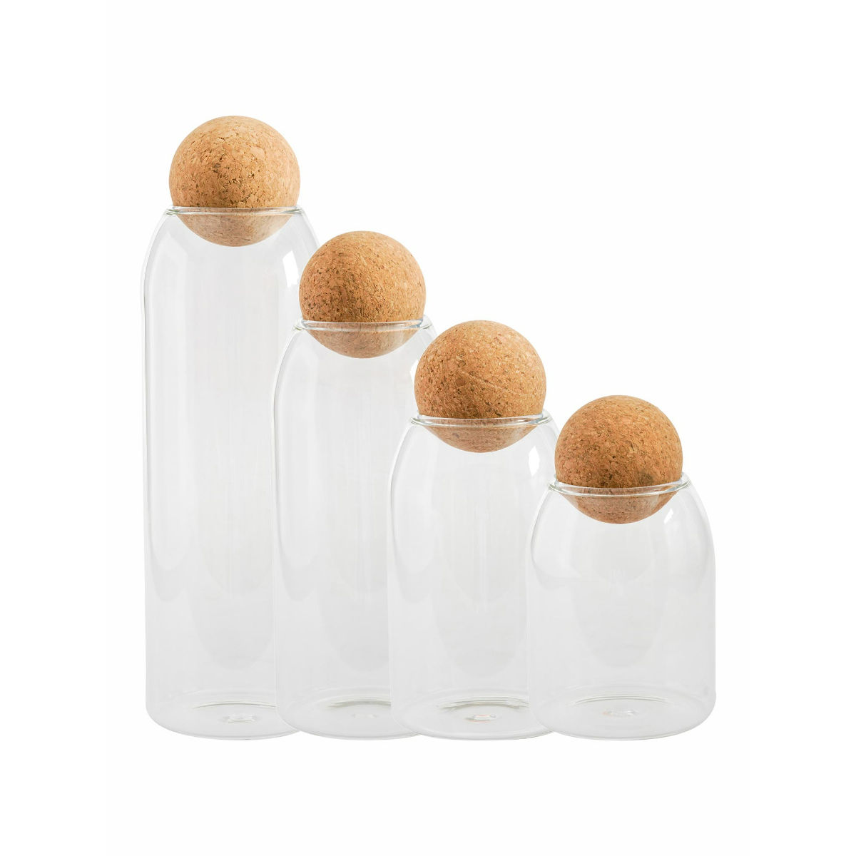 Goodhomes Glass Storage Jar With Cork Ball Lid (Set of 4) Buy