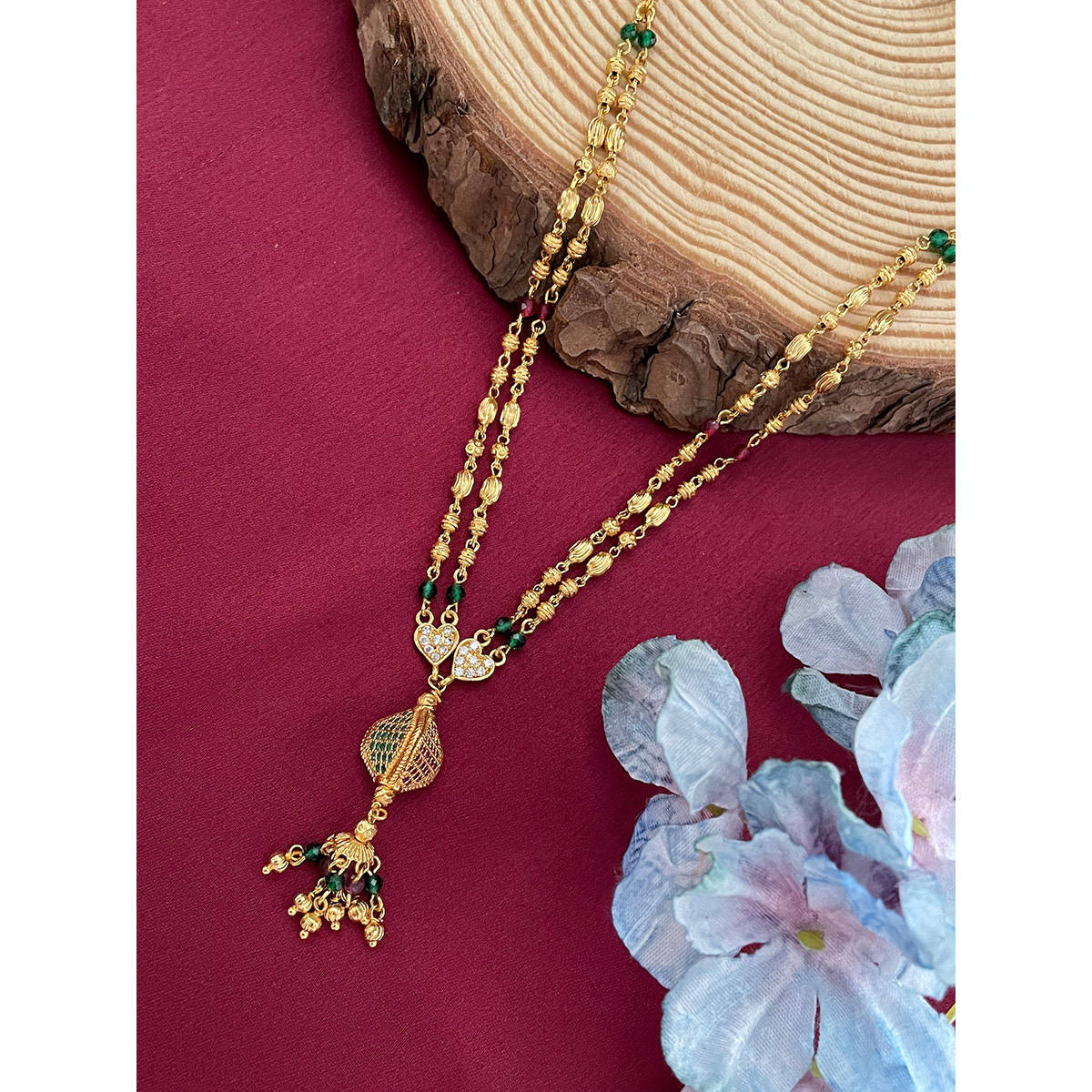 Digital Dress Room Ad Heart Pendant Multi Stone Design Short Necklace