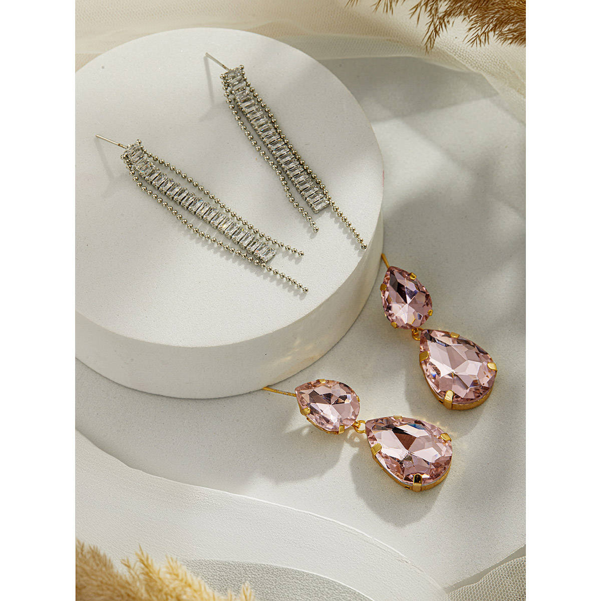 Aatmana Elegant Stone Studded Drop Earrings (Pack of 2)