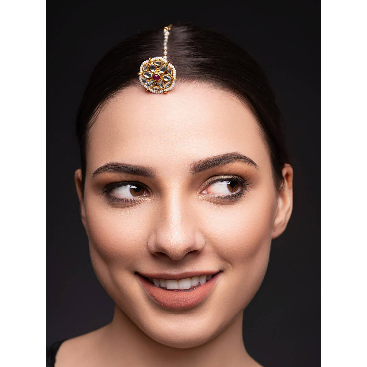 PANASH Gold-Plated Kundan Studded Maangtikka