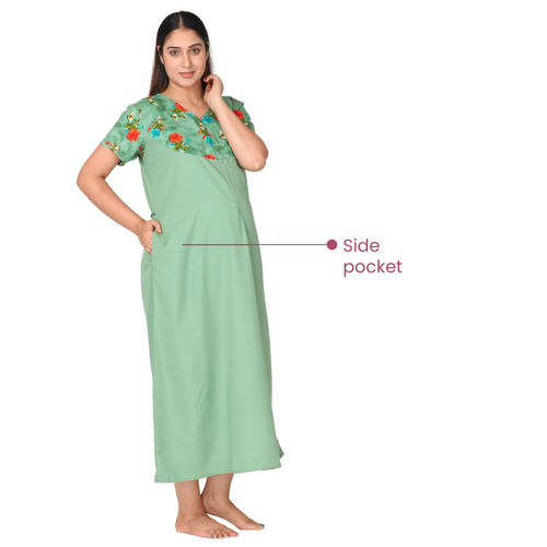 Buy Morph Maternity Feeding Night Gown With Vertical Nursing - Green online