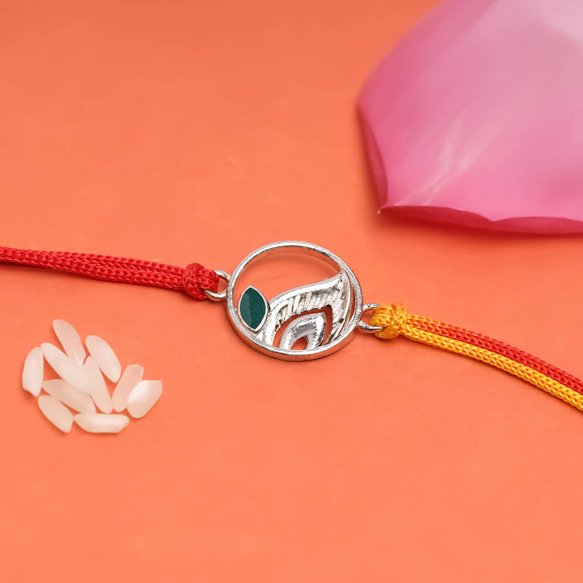 GIVA Sterling Silver Peacock Feather Rakhi